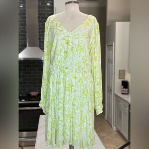 Spring Torrid 5 Floral V-Neck Dress in Lime Green and White Same Day Shipping